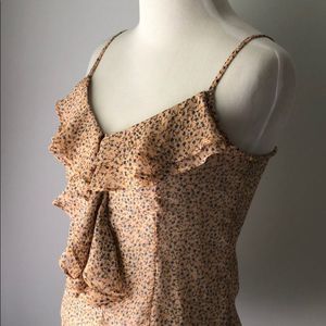 Sheer Floral Ruffle Camisole Tank Top F21 Small